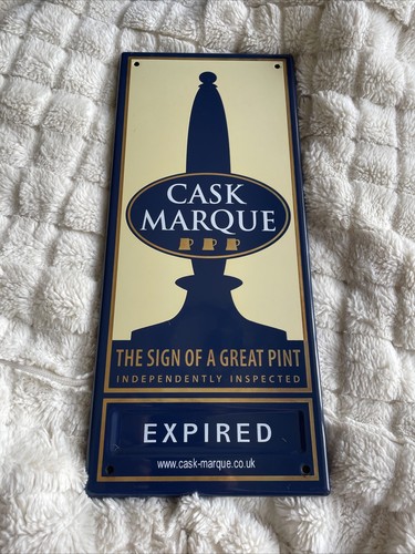 Enamel sign cask - sign,