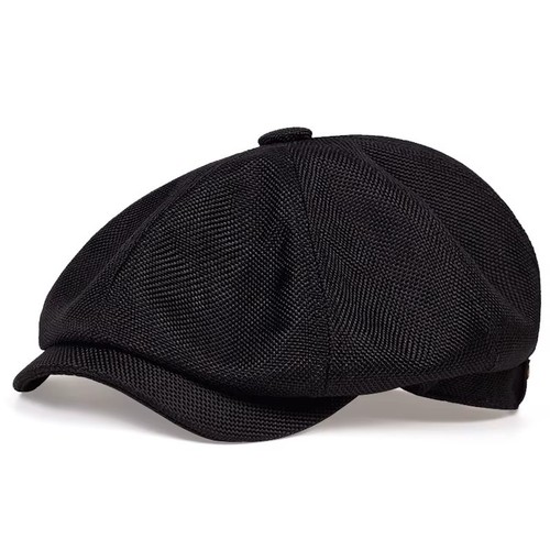 Black vintage newsboy cap - black,