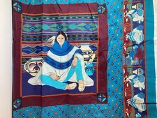 VTG Cranston Fabric Southwest Design Pottery People Blocks J Messmore 17"