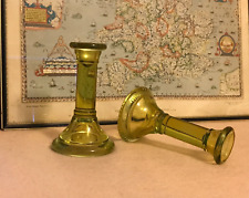 Pair of vintage green glass candlesticks