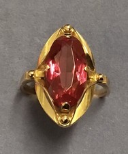 Vintage Russian 14kt 583 Rose Gold Fancy Stone Ring Size O Pink Red Stone Ruby?