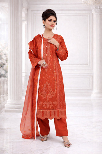 Orange chikankari - orange,