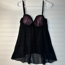 Marilyn Monroe Intimates Women's M Lingerie Black Sheer Babydoll Nighty