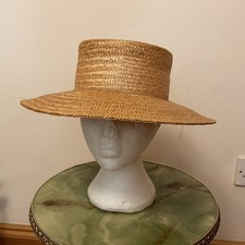 Antique Straw Sun Hat Boater 