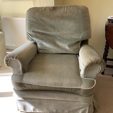 2 Sage Green Velour Armchairs