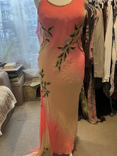 Rare silk beaded maxi dress - beaded, by