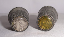 2 Vintage Pewter Thimbles ~ Walt Disney ~ Cinderella’s Castle