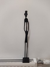 African Tribal Elongated Stick Figure Black Metal Tall Statue Sculpture MCM