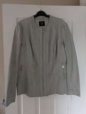 Ladies Faux Leather Jacket Size 16 Grey Stone Colour Fitted Elegant