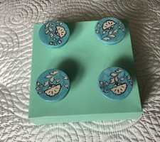 New Set of Four ceramic knobs for cupboards/drawers. Lovely duck egg blue colour