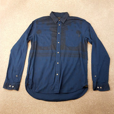 Paul Smith Mens Shirt Medium Blue Shapes Pattern Casuals Mod Classic Fit PS