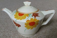 CROWN DUCAL Teapot - Art Deco shape Regd No 780960 -Rare Stylised Floral Pattern