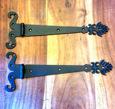 A Pair of Ornamental Wrought Iron 18" Handmade Tee Hinges SPECIAL OFFER