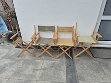 DIRECTORS CHAIR WOODEN FOLDIN CANVAS GARDEN CAMPER CARAVAN HOLIDAY X4 Read Below