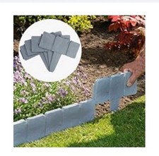 Pukkr Stone Effect Lawn Border Edging for Garden in Grey 5M - Pack of 20