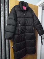 Jack & Jones Ladies Long Black Puffer Jacket Coat Size L