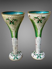 A Large Pair of Chinese Cloisonné Enamel Trumpet Vases Republic Period