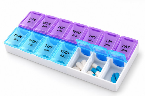 Day pill box organiser - organiser, empty