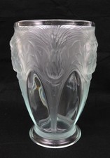 Verlys Art Deco High Relief Thistle Motif Glass Vase 9.75" tall 
