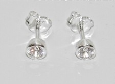 Sterling Silver Simulated Diamond Stud Earrings - April Birthstone