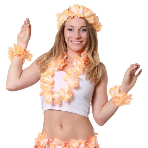 Orange lei hawaiian garland - lei,
