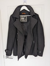 Superdry Commodity Edition Pea Coat  Slim Fit Navy Large Grey 