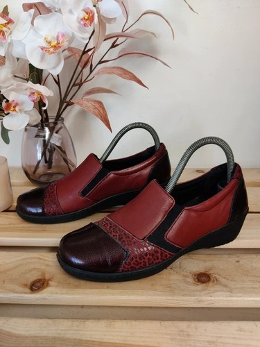 Pavers womens red - leather, slip