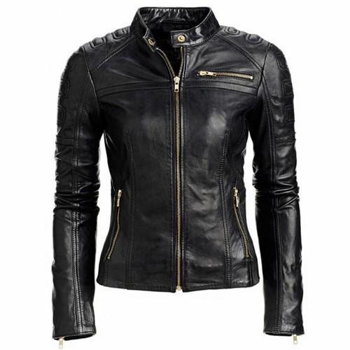 Ladies real sheepskin biker - sheepskin,