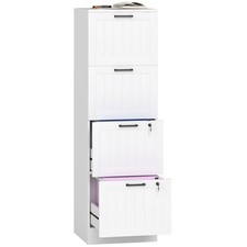 HOMCOM 4 Drawer File Cabinet with Lock and Adjustable Hanging Bars, White