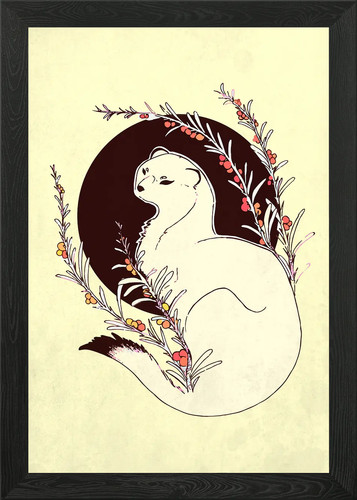 Yin yang weasel - , framed