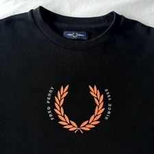 Mens Fred Perry Sweatshirt in Black Size Medium (M) Pullover Long Sleeve