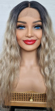 Light Ash Sandy Blonde Human Hair Blend Wig Lace Front Soft Light Ombre Wig