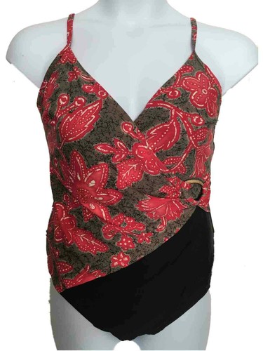 Christina red black swimsuit - red,