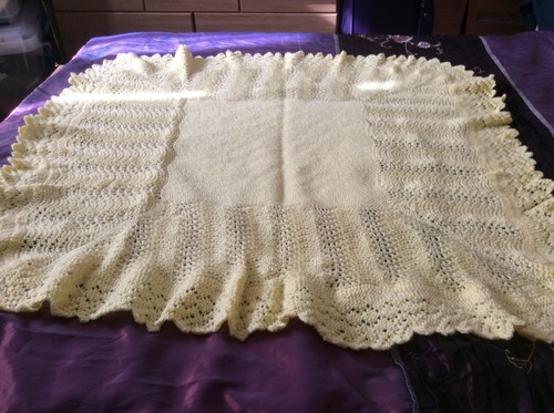Hand knitted baby shawl - , in