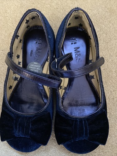 Navy velvet shoes girls - velvet,
