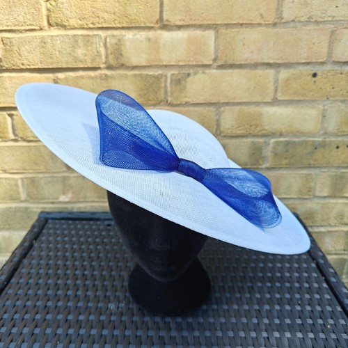 White royal blue bow - bow, brim