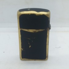 Genuine Zippo Slim Mini Lighter Satin Black Over Brass Date G VII 1991 Old Flame
