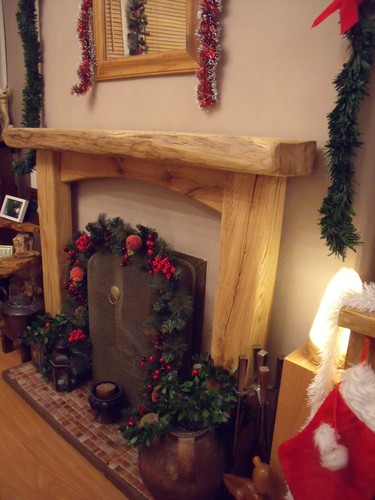 Rustic oak fireplace surround - oak,