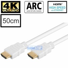 SHORT 50cm 4K ULTRA HD 2160p WHITE HDMI Cable with ETHERNET ARC AUDIO RETURN 3D