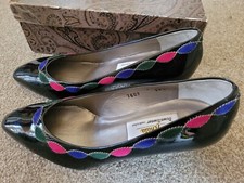 Boxed Unworn Vintage Renata Black Patent Leather Shoes Sz Euro 38.5 UK 5.5/6 