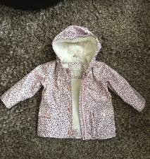 Girls pink leopard print 12-18 months rainjacket rain jacket coat raincoat