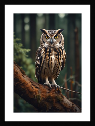 Dramatic owl framed wall art - wall,