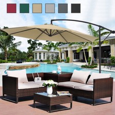 Large 3M Garden Cantilever Parasol Patio Banana Umbrella Sun Canopy Crank Handle