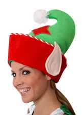 ELF HAT WITH EARS CHRISTMAS FANCY DRESS COSTUME ACCESSORY SANTA'S HELPER PIXIE