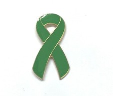 Green Ribbon Pin Badge - Mental Health,Mitochondrial Disease,Bi Polar
