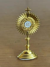 Catholic gold colour metal Monstrance 6.5cm ornament statue Eucharist