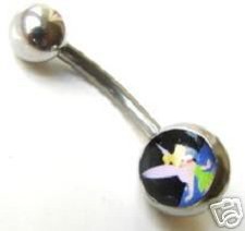 NEW TINKERBELL LOGO BELLY BAR FAIRY NAVEL RING CUTE NAVEL PIERCING