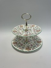 1x Minton Haddon Hall Green Edge - 2 Tier Cake Stand 