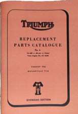 Triumph Parts Book Bonneville 650 Trophy 1968 Overseas USA Motorcycles