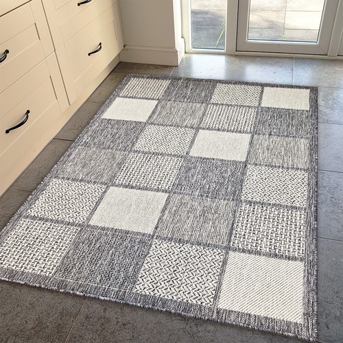 Non slip rug grey flatweave - grey,